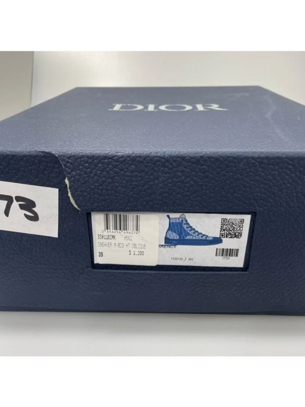 Dior SS B23 Blue Oblique High Top Sneakers Men’s EU 39/US 6 $1200.